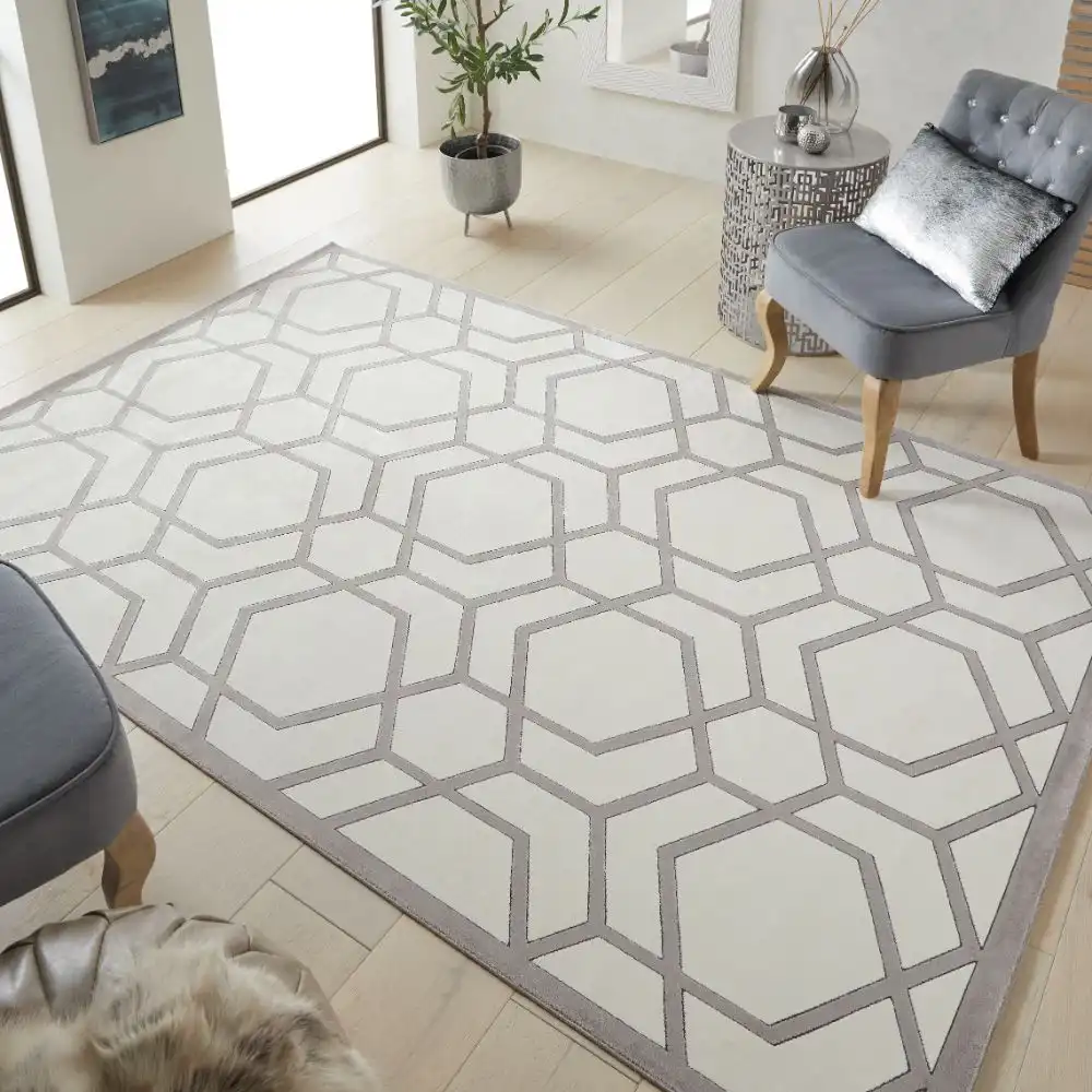 Lugano LUG04 Ivory Light Grey Rug - Image 2