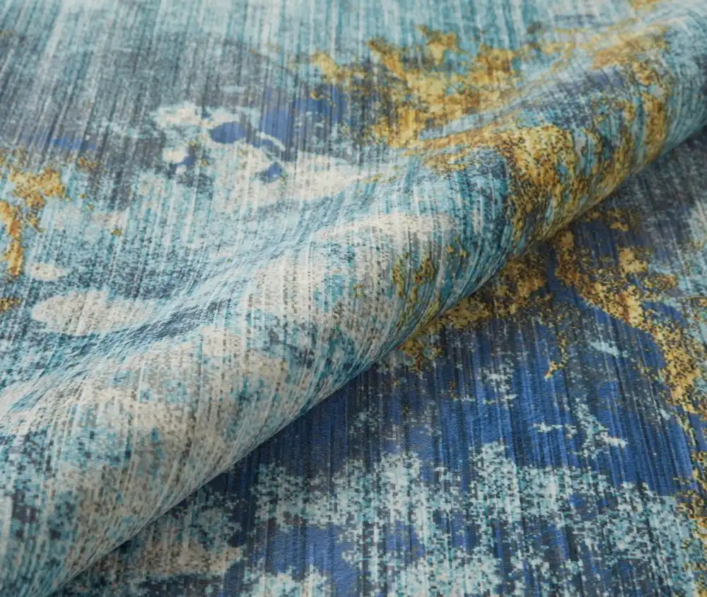 Lux Washable LUX04 Blue Gold Rug - Image 2
