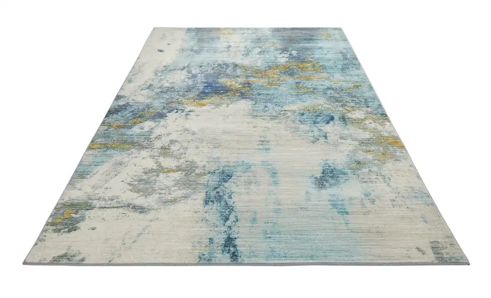 Lux Washable LUX04 Blue Gold Rug - Image 4