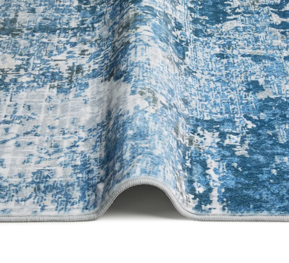 Lux Washable LUX07 Blue Ivory Rug - Image 3