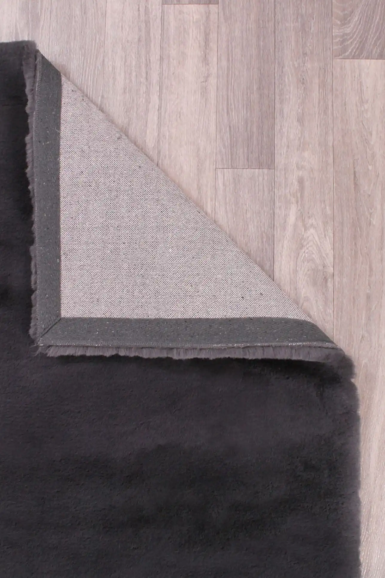Luxe Faux Fur Charcoal Rug - Image 5