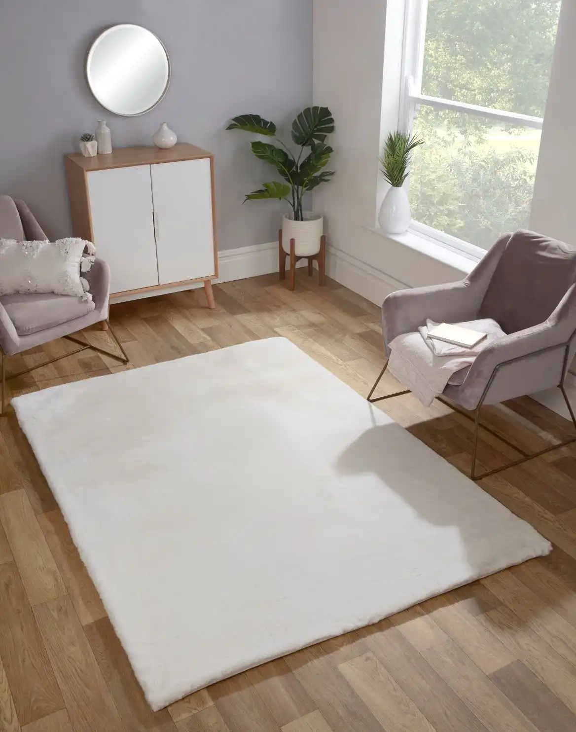 Luxe Faux Fur Ivory Rug