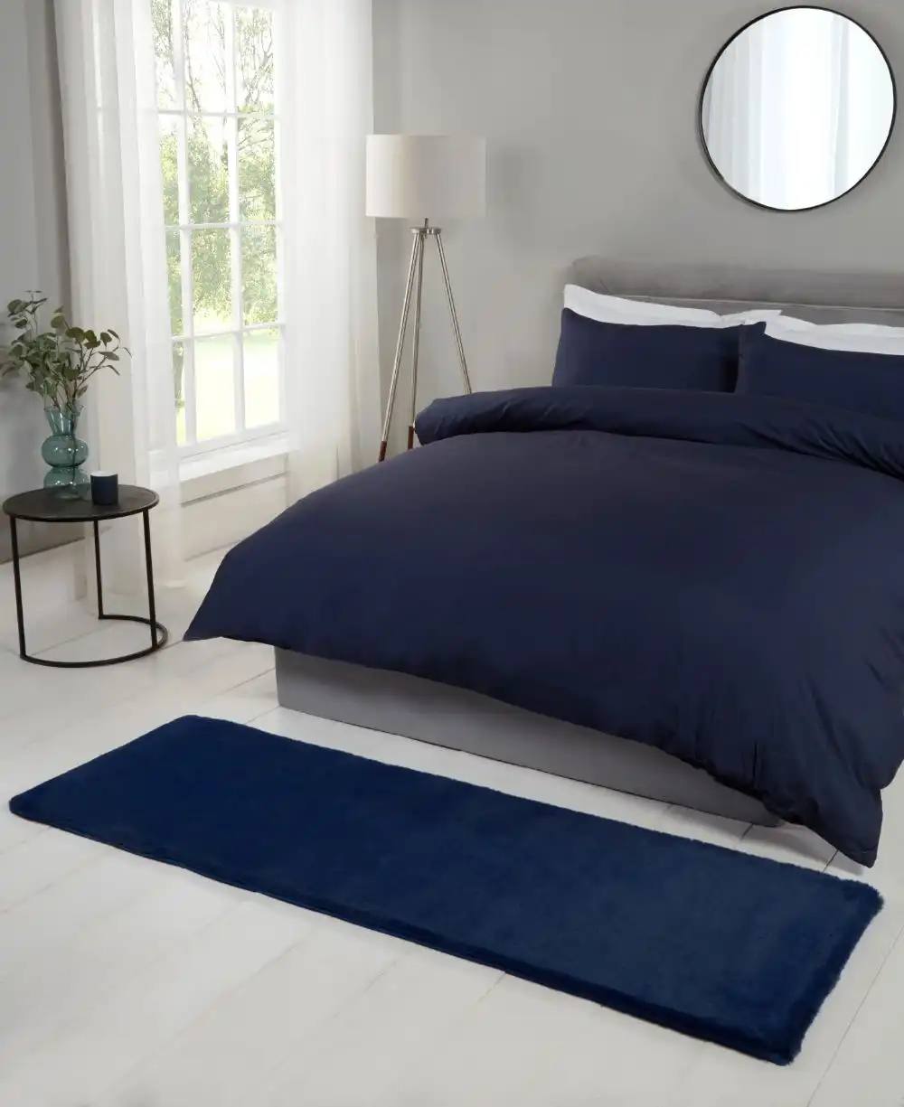 Luxe Faux Fur Navy Rug - Image 2