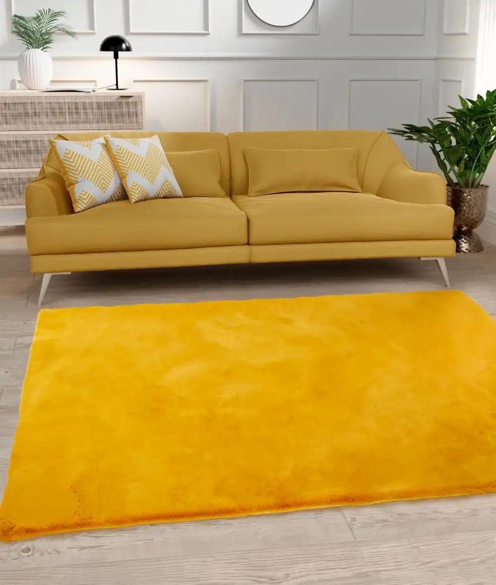 Luxe Faux Fur Ochre Rug