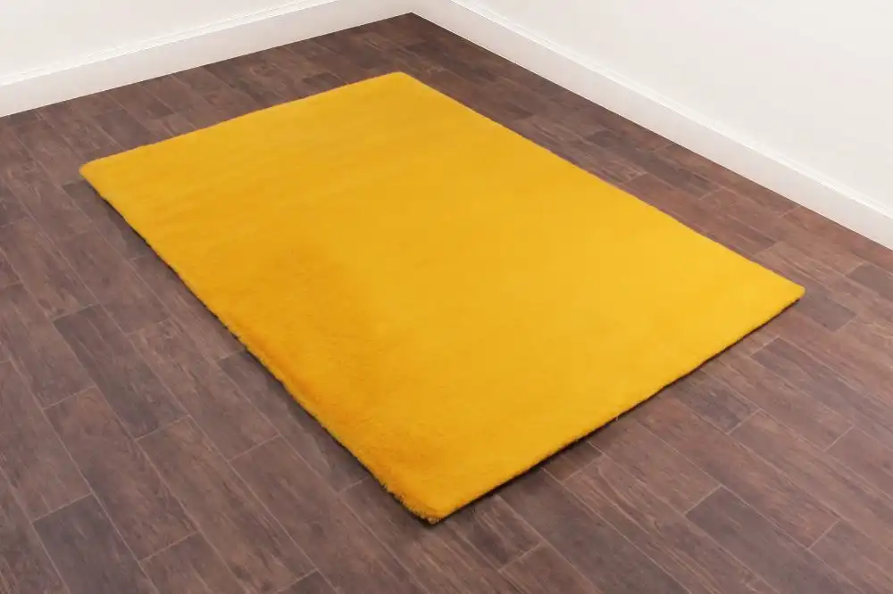 Luxe Faux Fur Ochre Rug - Image 2