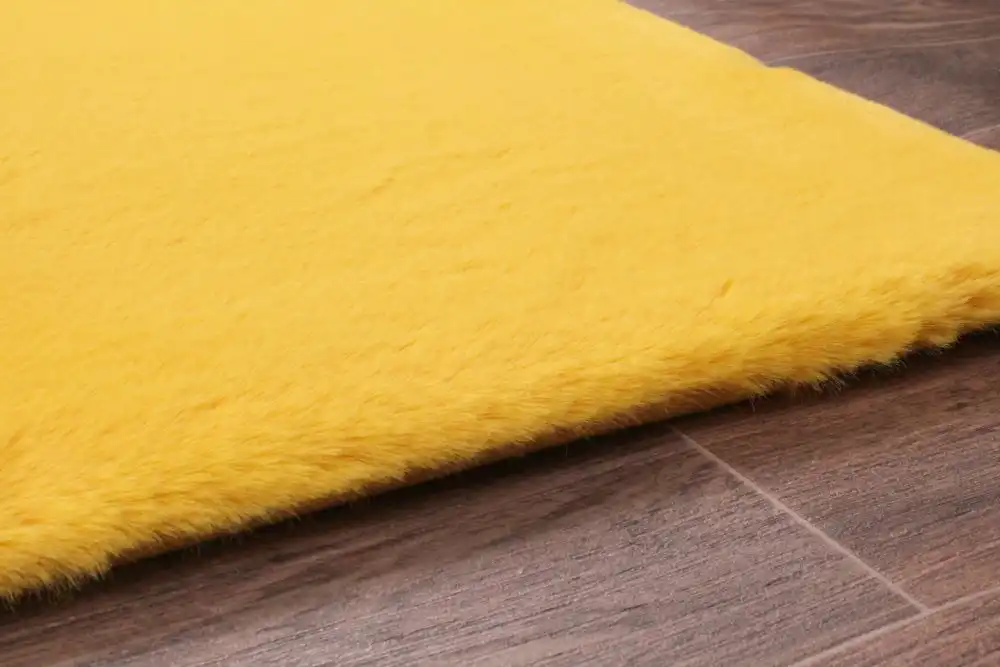 Luxe Faux Fur Ochre Rug - Image 6