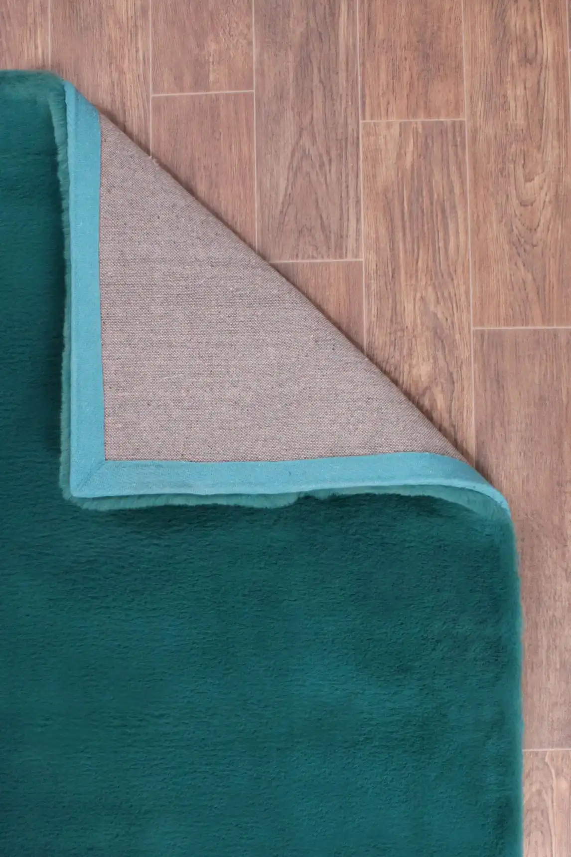 Luxe Faux Fur Teal Rug - Image 5