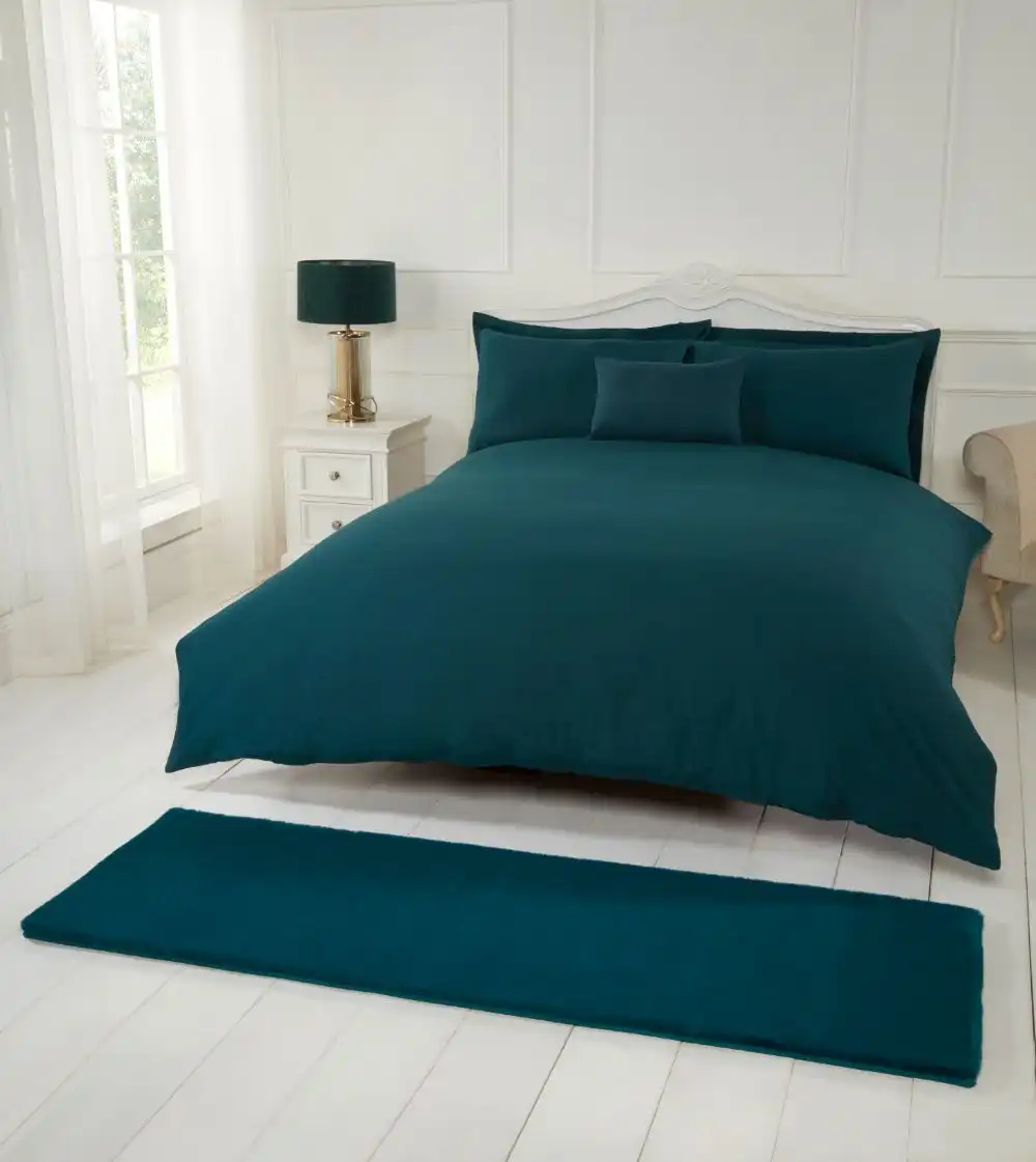 Luxe Faux Fur Teal Rug - Image 7
