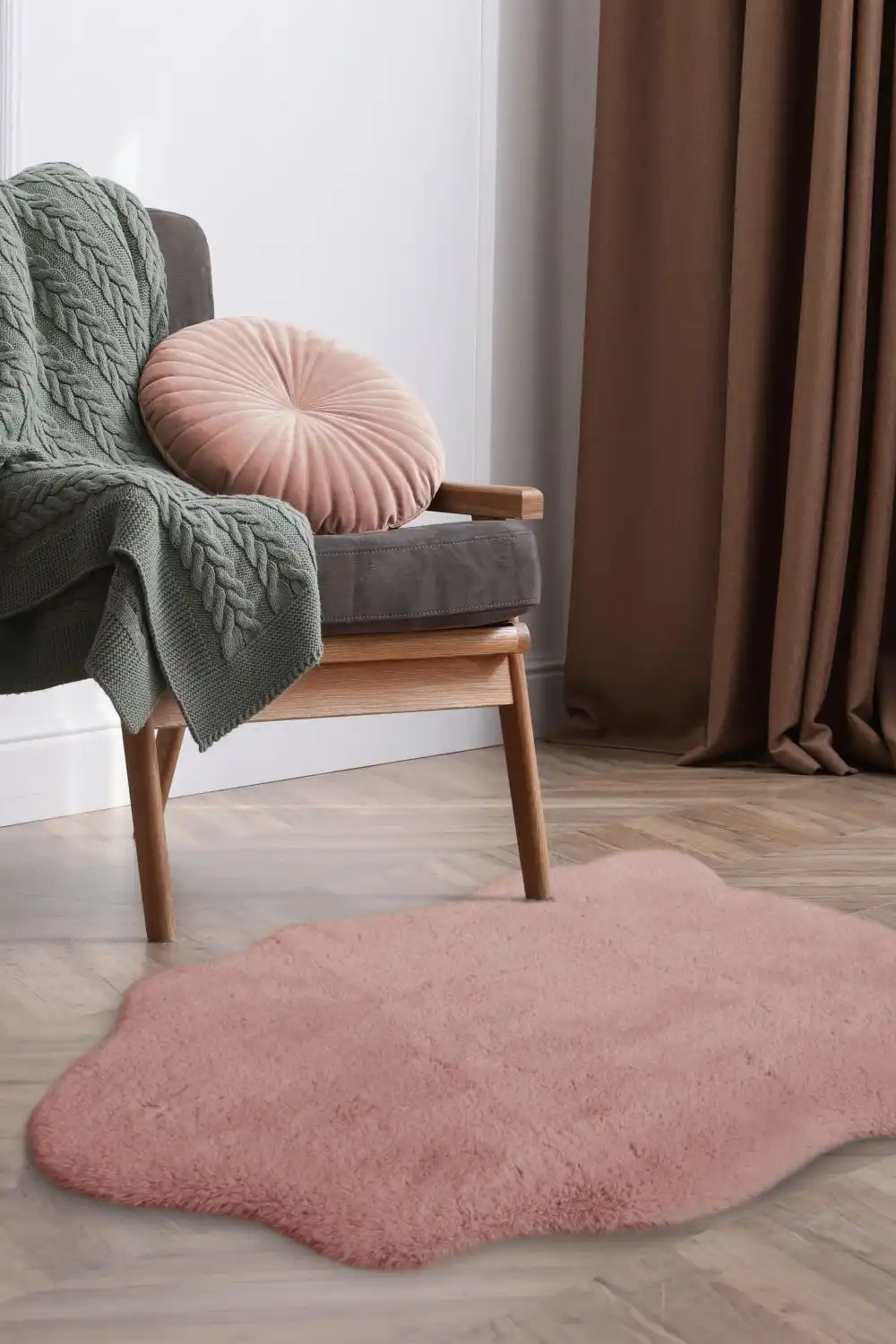 Luxury Faux Fur Melrose Blush Rug - Image 3