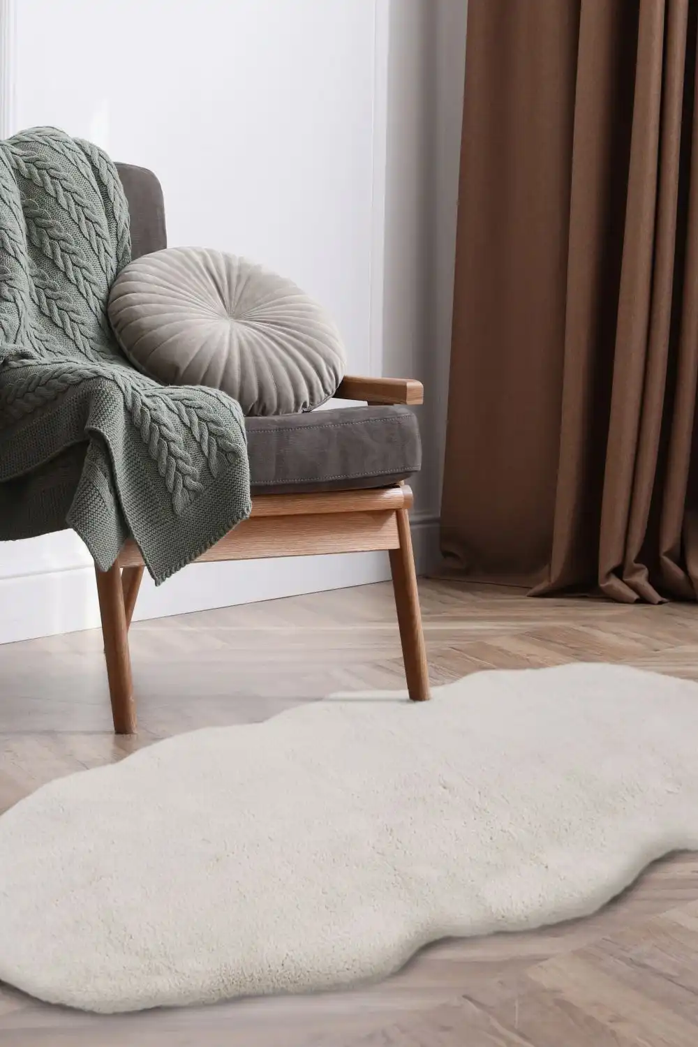 Luxury Faux Fur Melrose Ivory Rug - Image 6