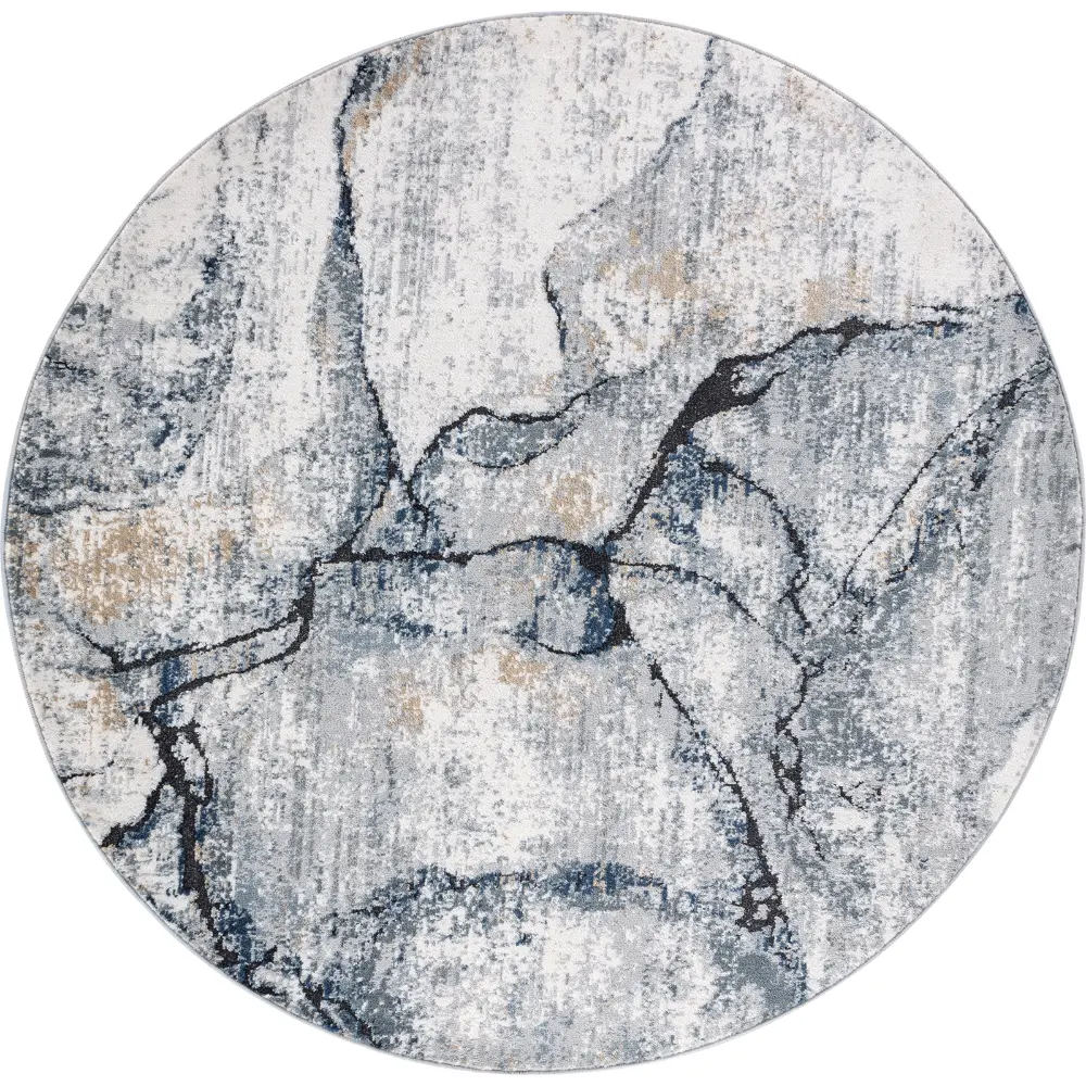 Lyna Abstract Modern Marble Dark Blue Rug - Image 10