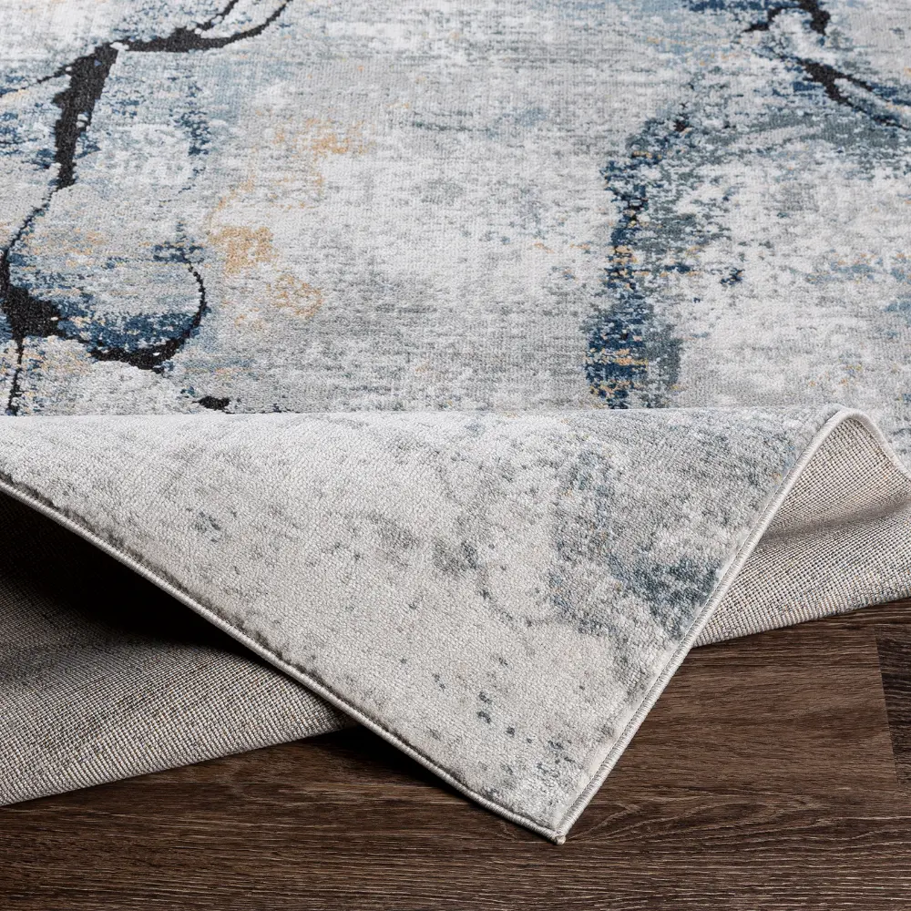 Lyna Abstract Modern Marble Dark Blue Rug - Image 5