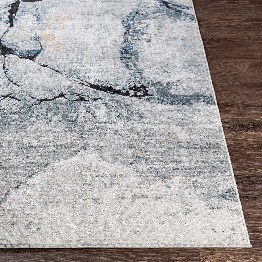 Lyna Abstract Modern Marble Dark Blue Rug - Image 6