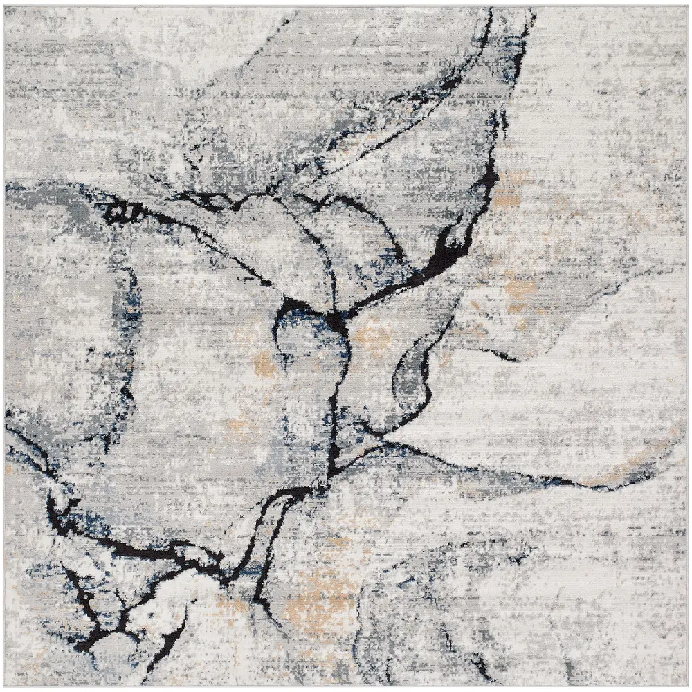 Lyna Abstract Modern Marble Dark Blue Rug - Image 8