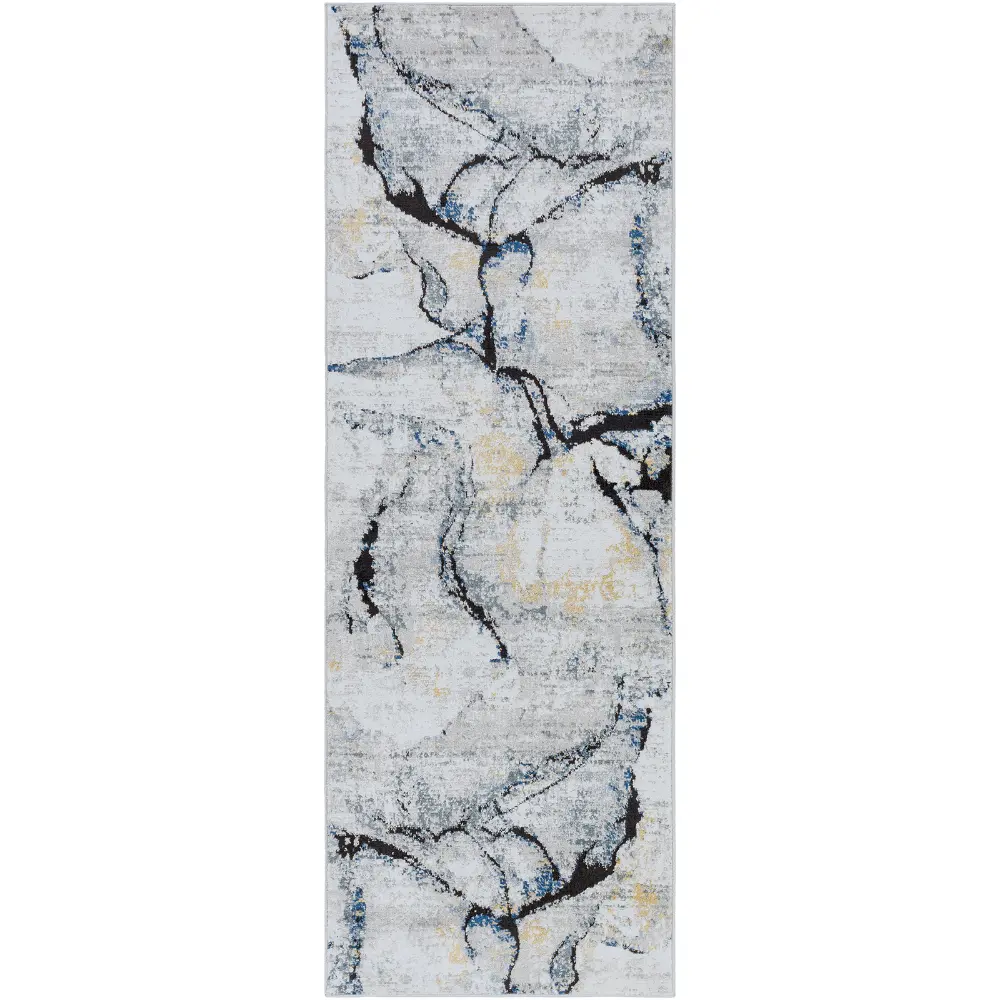 Lyna Abstract Modern Marble Ivory Grey Rug - Image 6
