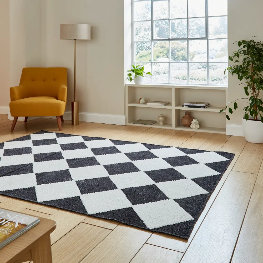 Lyna J0529 Charcoal/White Washable Rug - Image 2