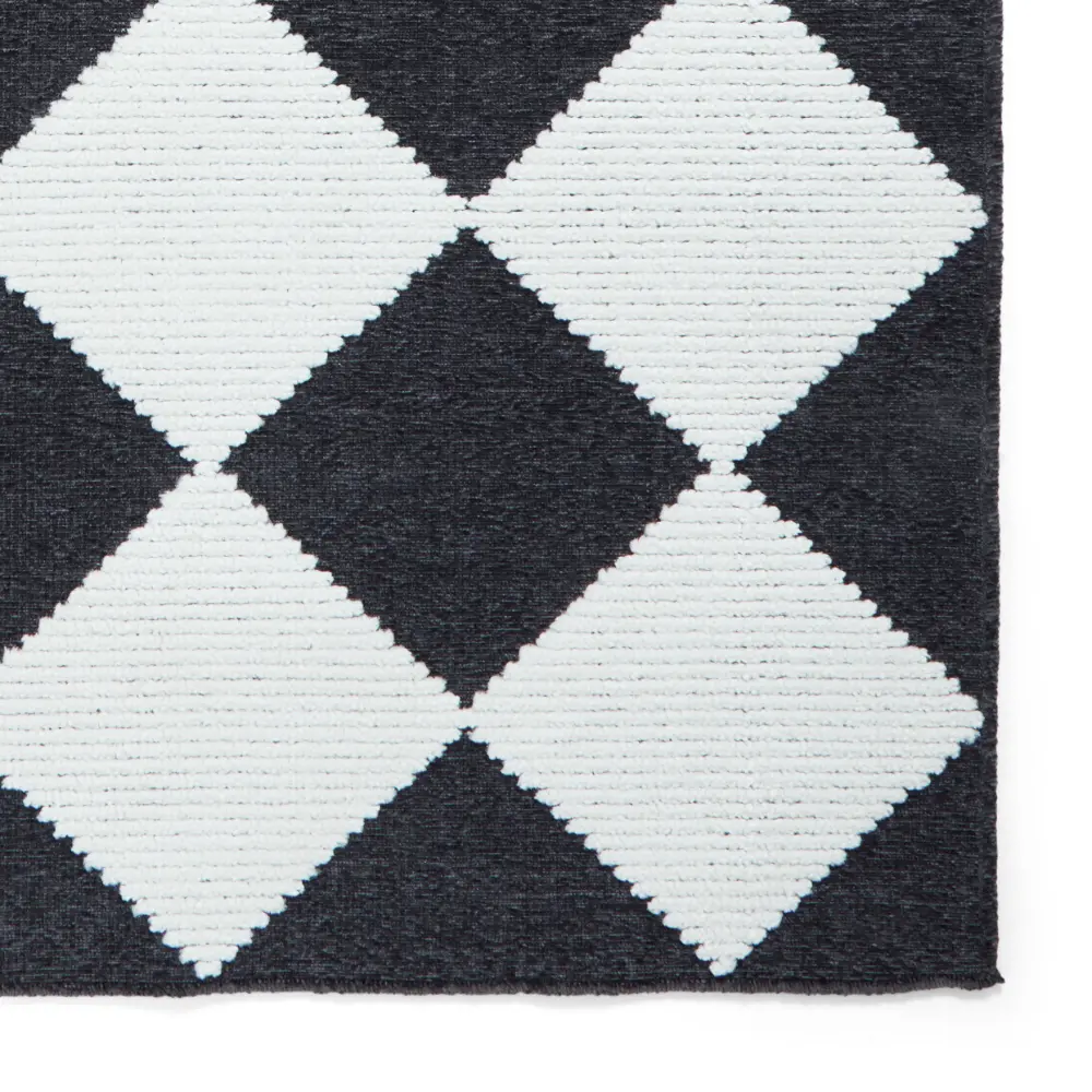 Lyna J0529 Charcoal/White Washable Rug - Image 3