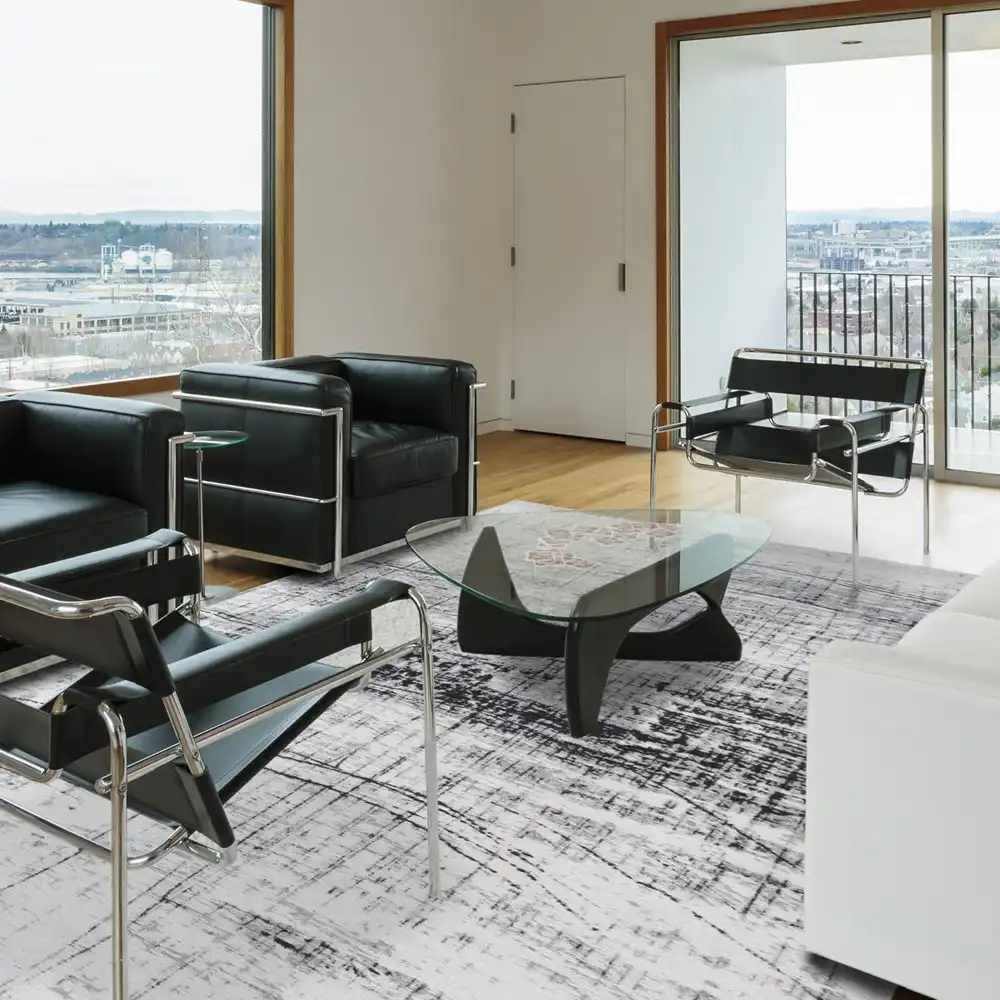 Mad Men 8926 Black and White Washable Rug - Image 3