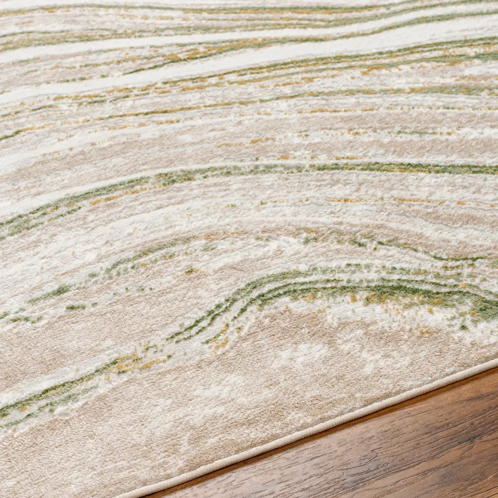 Makayla Abstract Modern Marble Moss/Beige Rug - Image 4