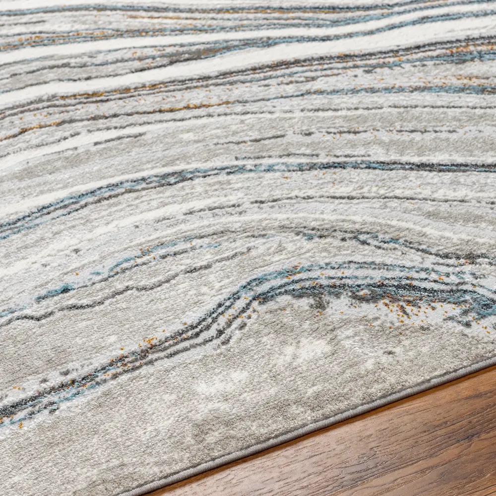 Makayla Abstract Modern Marble Sky Blue/Beige Rug - Image 5