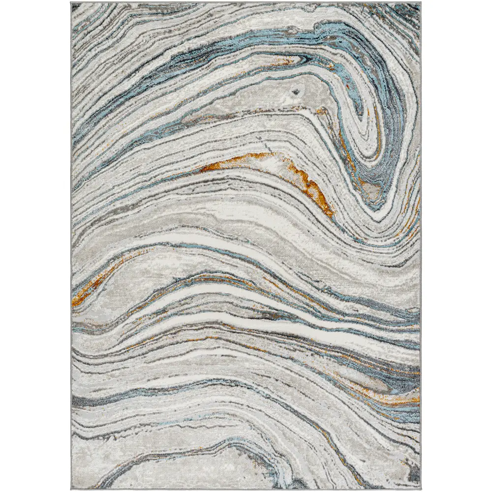 Makayla Abstract Modern Marble Sky Blue/Beige Rug - Image 6