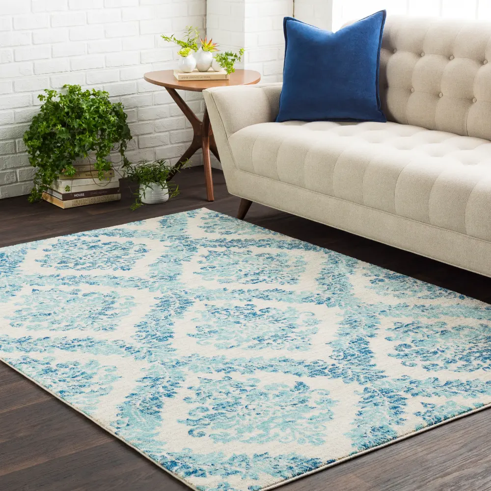 Malti Vintage Oriental Boho Teal Rug - Image 2