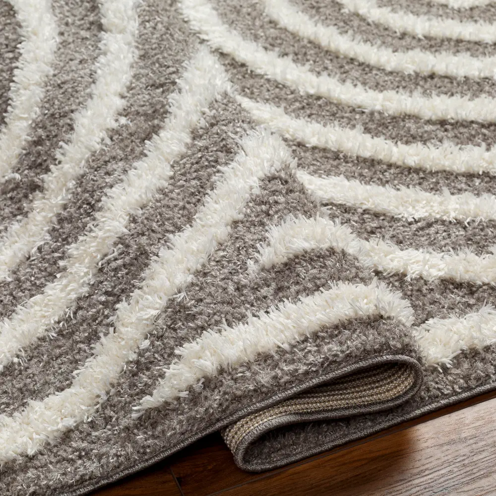 Marava Shaggy Modern Plush Pile Charcoal Rug - Image 6