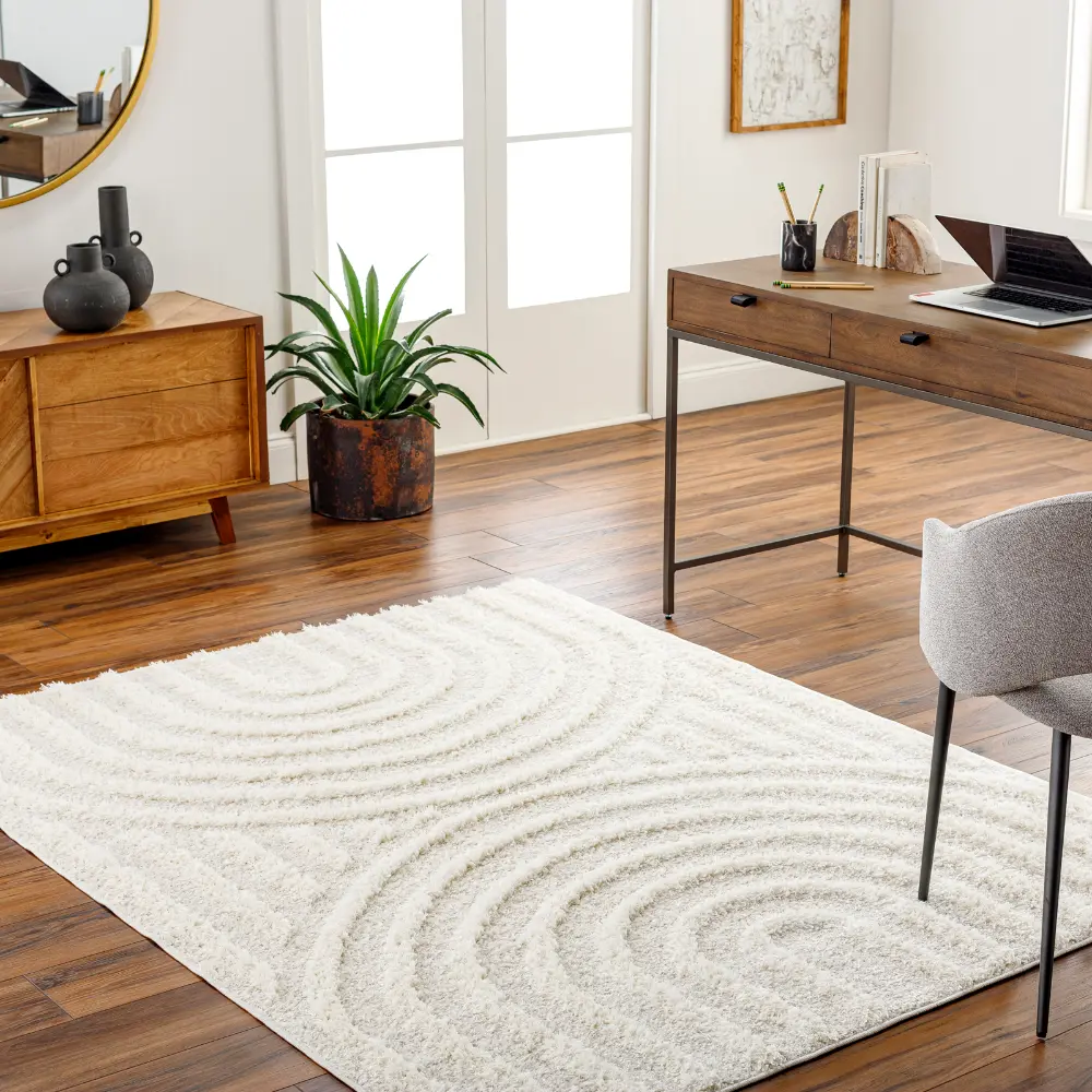 Marava Shaggy Modern Plush Pile Light Grey Rug - Image 2