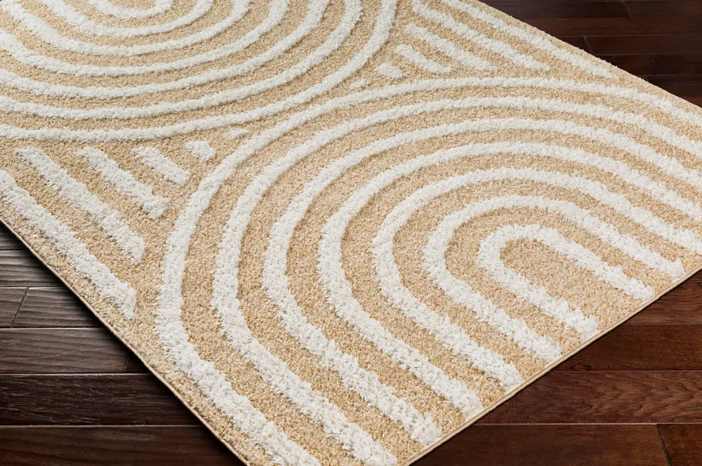 Marava Shaggy Modern Plush Pile Light Orange Rug - Image 5
