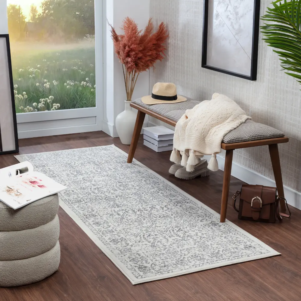 Margaux Vintage Oriental Boho Grey/Ivory Rug - Image 7