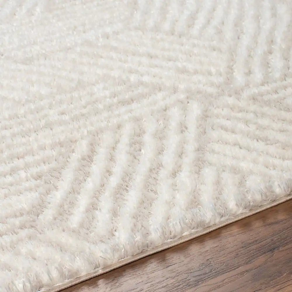 Allie Shaggy Geometric Plush Pile Beige Rug - Image 2