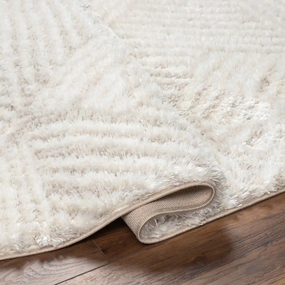 Allie Shaggy Geometric Plush Pile Beige Rug - Image 4