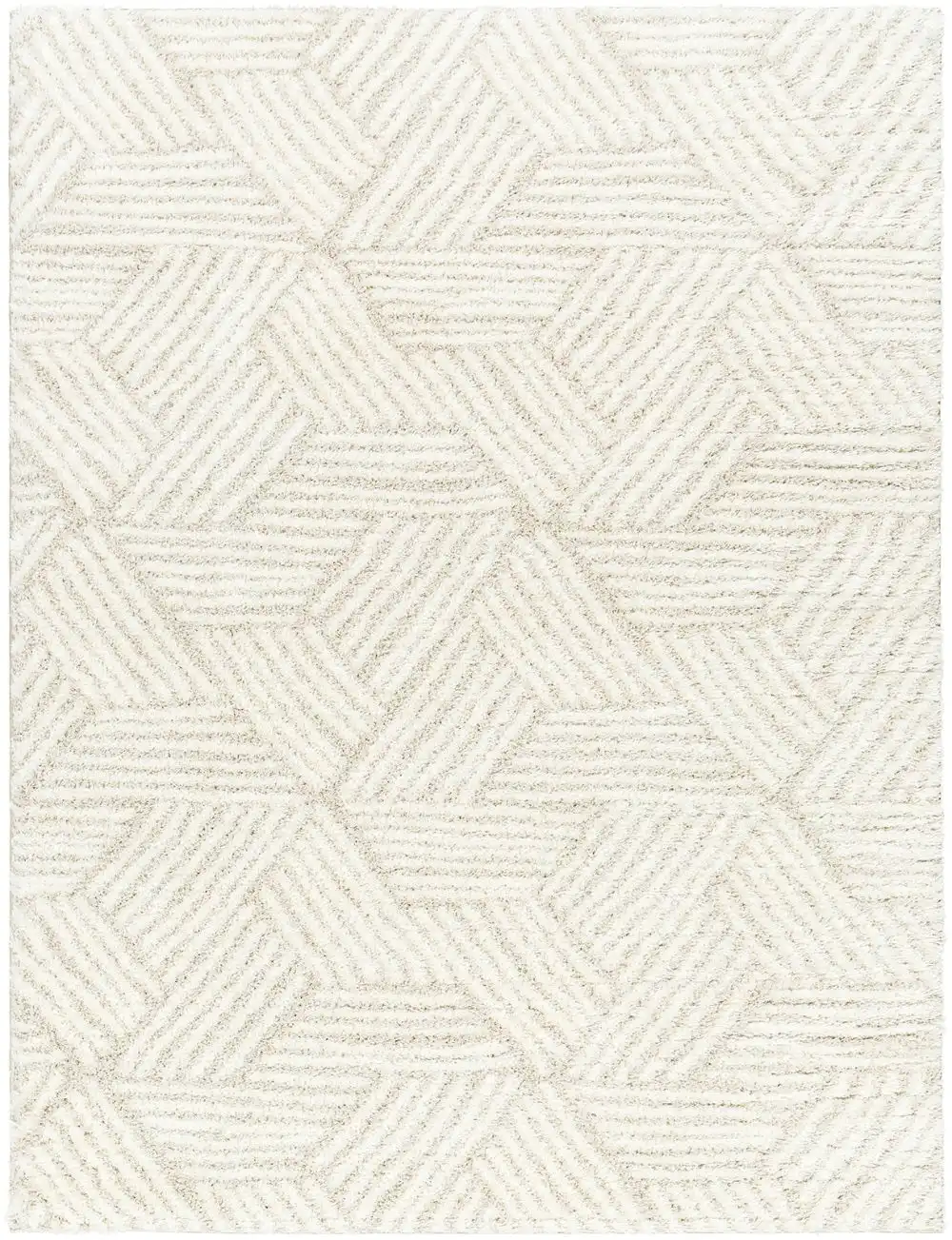 Allie Shaggy Geometric Plush Pile Beige Rug - Image 6