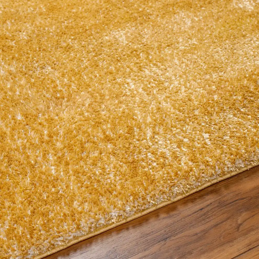 Claire Shaggy Solid Color Plush Pile Mustard Rug - Image 2