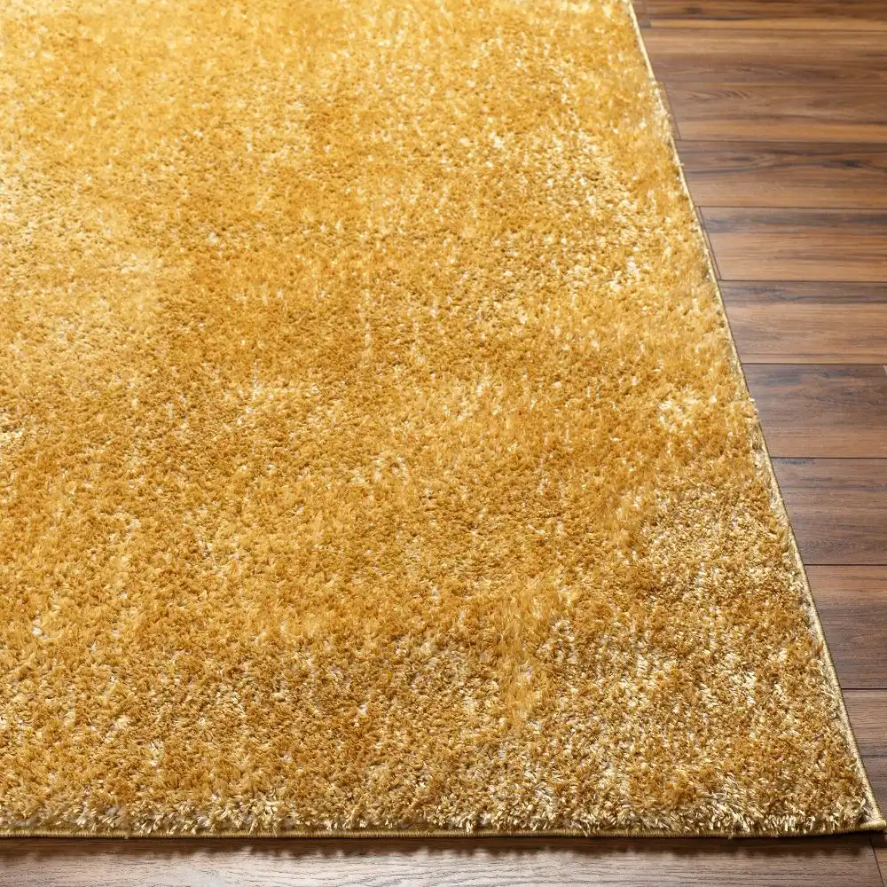 Claire Shaggy Solid Color Plush Pile Mustard Rug - Image 3