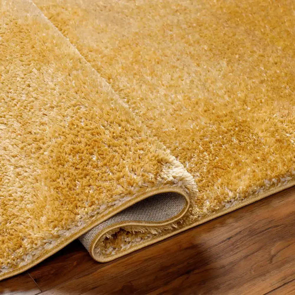 Claire Shaggy Solid Color Plush Pile Mustard Rug - Image 4