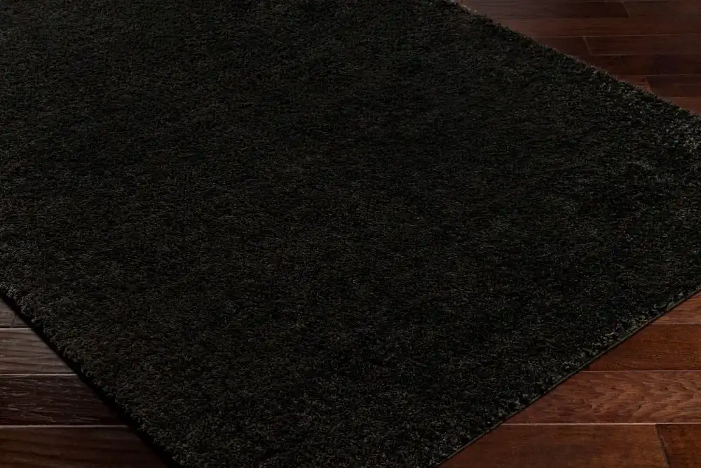 Claire Shaggy Solid Color Plush Pile Black Rug - Image 4