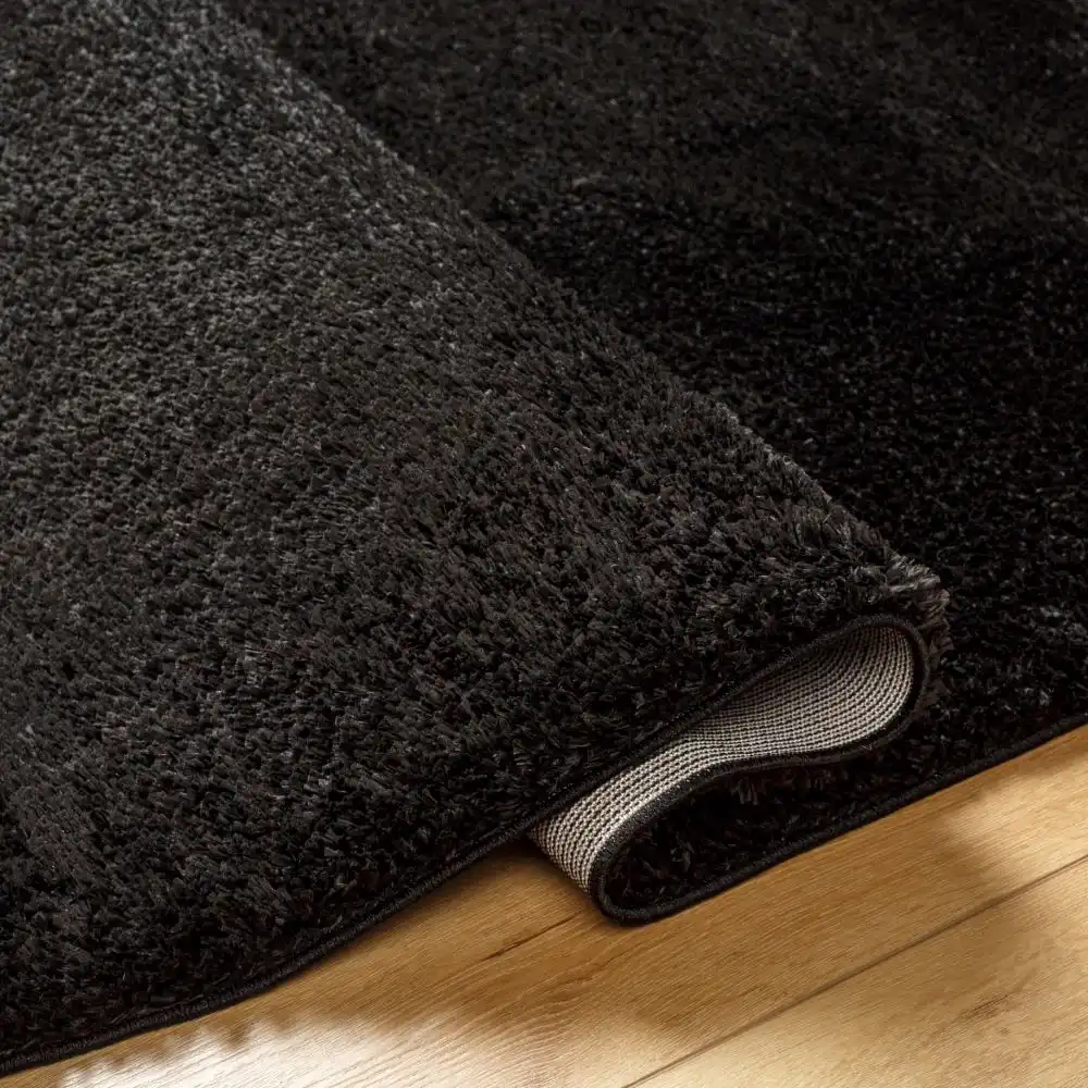 Claire Shaggy Solid Color Plush Pile Black Rug - Image 5