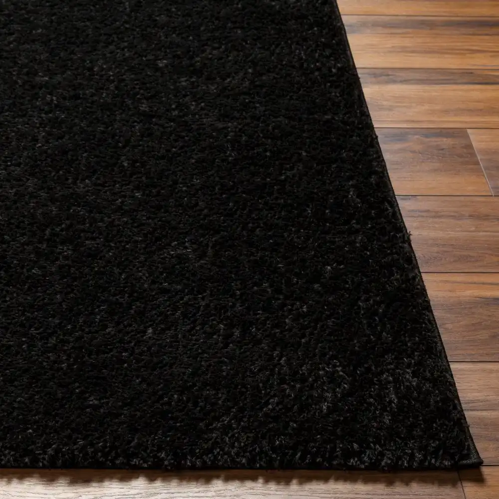 Claire Shaggy Solid Color Plush Pile Black Rug - Image 6