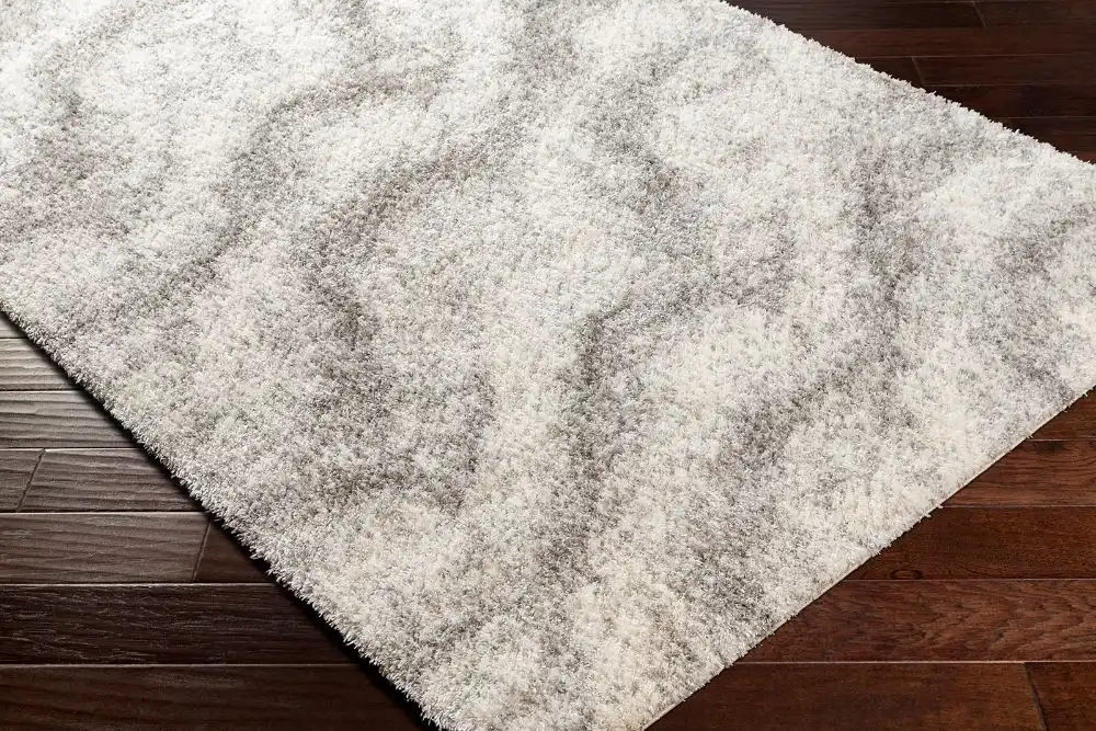 Marina Shaggy Solid Color Plush Pile Grey Rug - Image 5