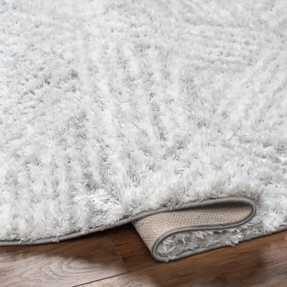 Allie Shaggy Geometric Plush Pile Light Grey Rug - Image 4