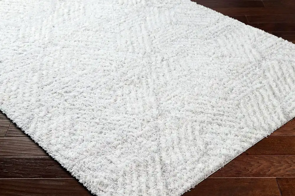Allie Shaggy Geometric Plush Pile Light Grey Rug - Image 5