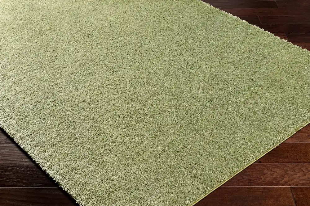 Claire Shaggy Solid Color Plush Pile Moss Green Rug - Image 6