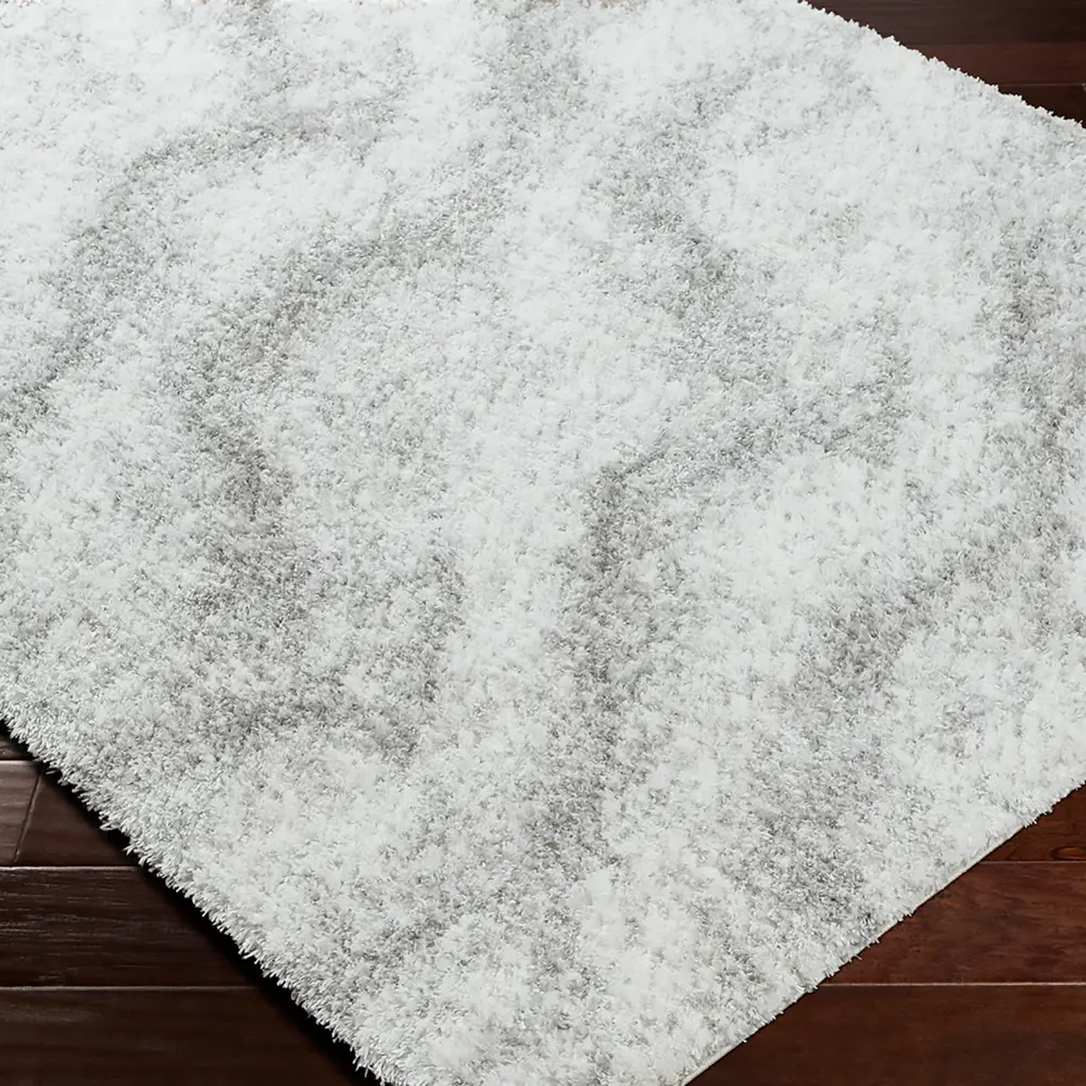 Marina Shaggy Solid Color Plush Pile Grey Rug - Image 4