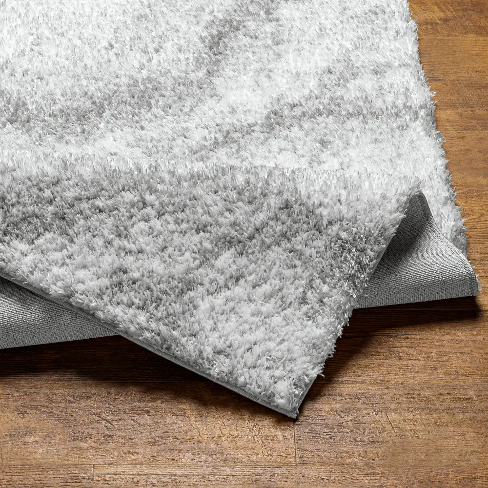 Marina Shaggy Solid Color Plush Pile Grey Rug - Image 5