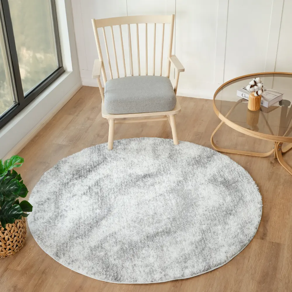 Marina Shaggy Solid Color Plush Pile Grey Rug - Image 7