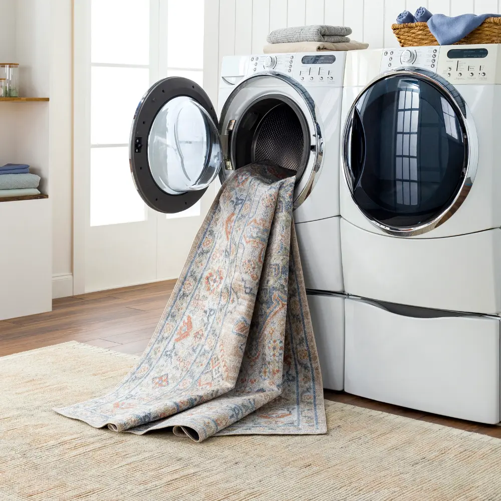 Marion Machine Washable Oriental Boho Oatmeal/Rust Rug - Image 3