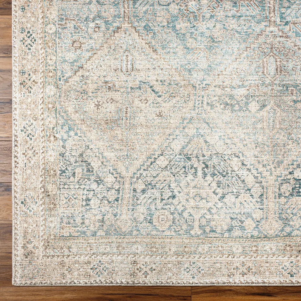 Marlene Becki Owens X Livabliss Vintage Oriental Boho Light Beige/Emerald Rug - Image 3