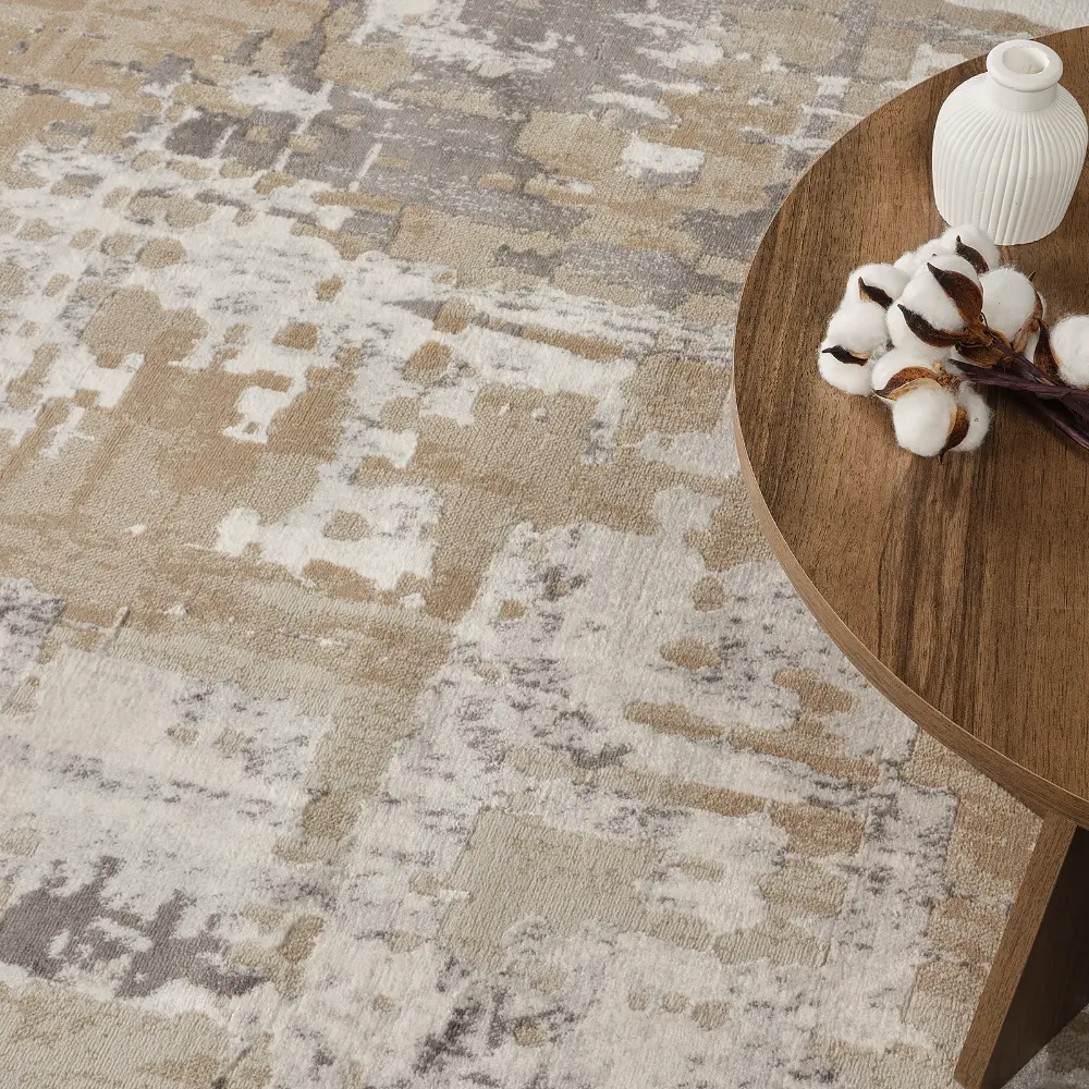 Martina Abstract Modern Marble Beige/White Rug - Image 11