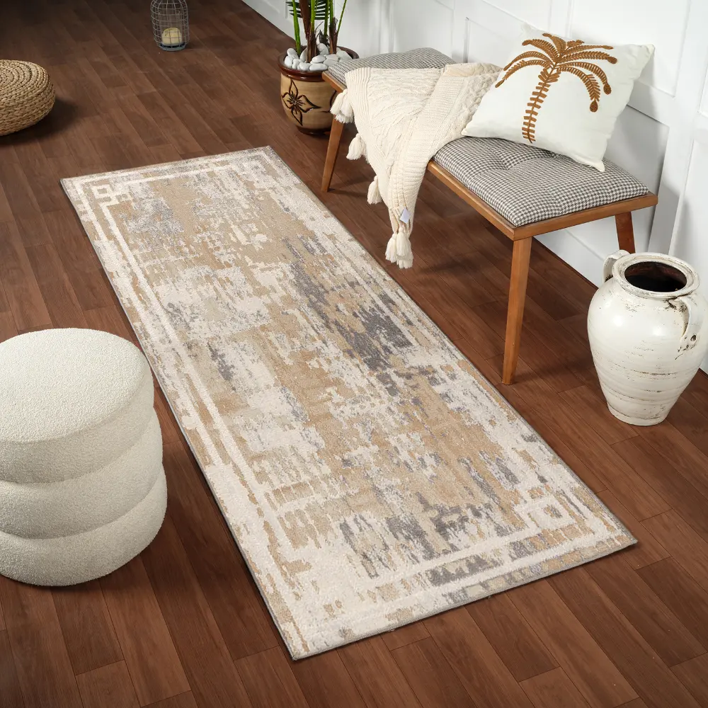 Martina Abstract Modern Marble Beige/White Rug - Image 4